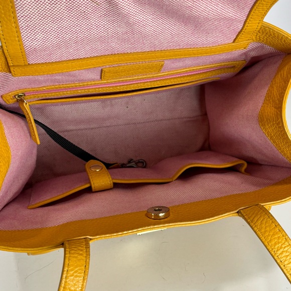 Dooney & Bourke Pebbled Leather Purse Satchel Handbag Mustard Yellow EUC - Picture 8 of 11